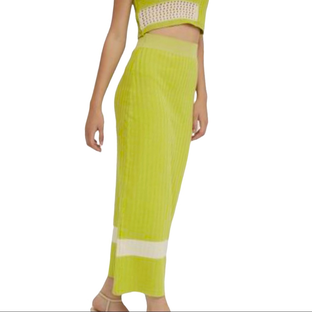 Rita Row x Free People Eulalia S Green Cotton Sweater Maxi High Rise Skirt Set - Picture 2 of 12